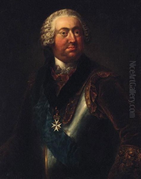 Portrait Of Moritz Carl Graf Zu Lyynar, Half-length, Wearing Acuirass With A Blue Order Sash And The Collar Badge Of The Order Ofsaint John And Malta Oil Painting by Johann Niklaus Grooth