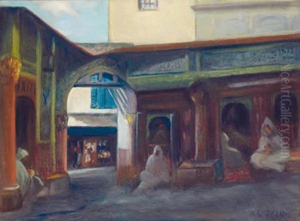 Le Cafefromentin,casbah D'alger Oil Painting by Nicolae Gropeano