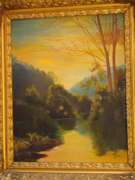 Paysage Lacustre Oil Painting by Achille Gros