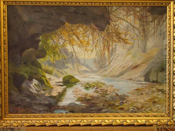 Paysage De Riviere by Achille Gros