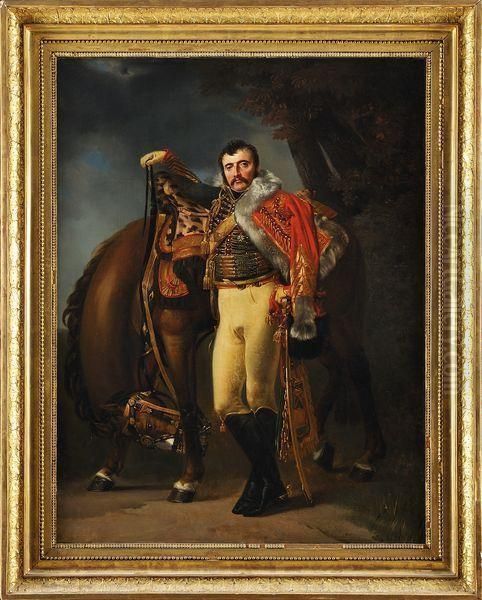 Portrait Du Comteclaude Etienne Guyot, Colonel Des Chasseurs A Cheval De La Gardeimperiale, Chambellan De L'empereur Napoleon 1er Oil Painting by Antoine-Jean Gros