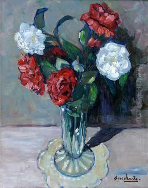 Bouquet De Camelias Oil Painting by Claude Gros