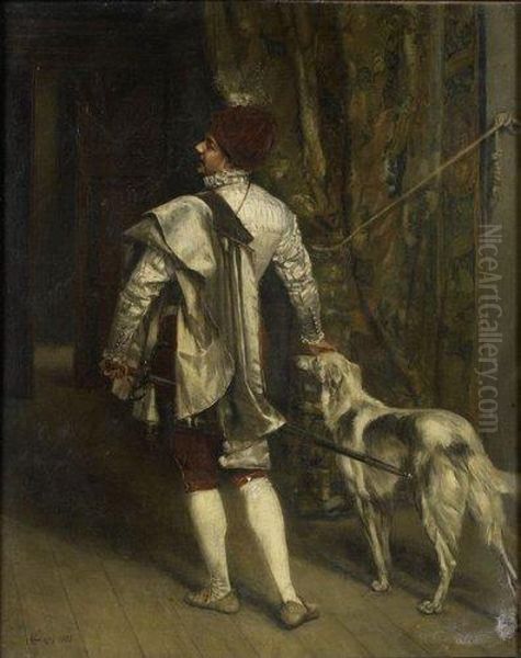 Gentilhomme Et Son Levrier Oil Painting by Lucien Alphonse Gros