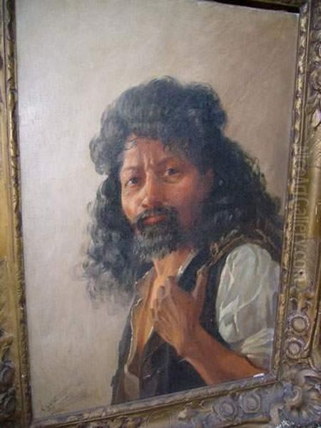 Homme Barbu Au Gilet Noir Oil Painting by Louis Aime Grosclaude