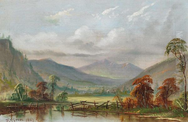 Valley Homestead Viewed From A Picket Fence Oil Painting by Daniel Charles Grose