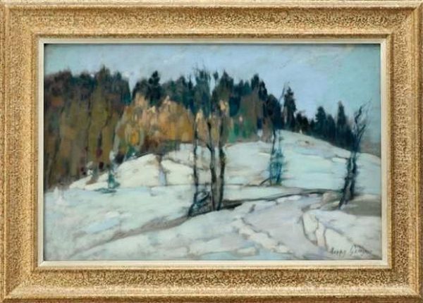 A L'oree De La Foret Hiver A Brenod Oil Painting by Henry Grosjean