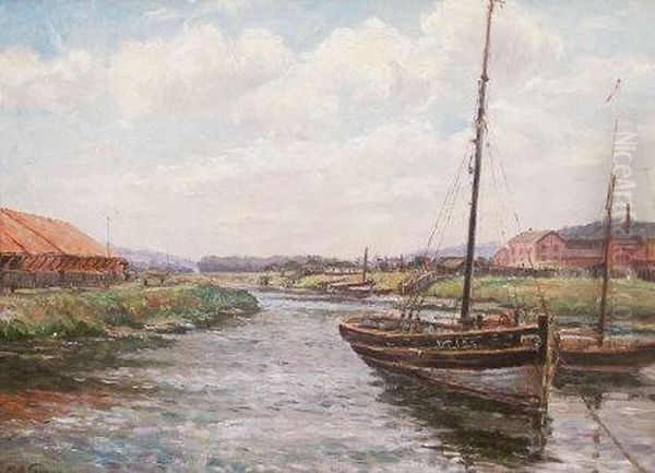 Boat Scene Oil Painting by Peter Alfred Gross