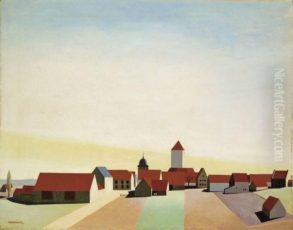 Dorflandschaft (erlach Bei Wurzburg) Oil Painting by Carl Grossberg