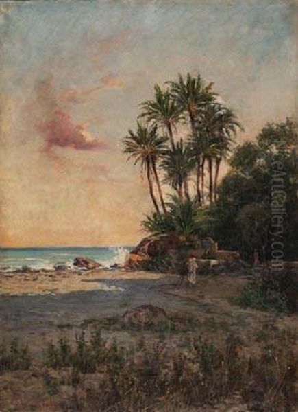 Costa Africana Con Figura Oil Painting by Alberto Grosso