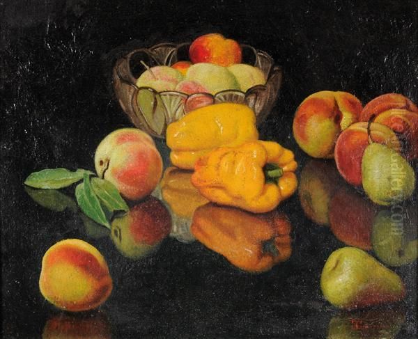 Pesche E Peperoni Oil Painting by Giacomo Grosso