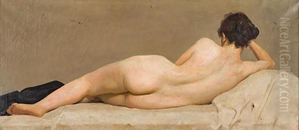 Nudo Di Donna Di Spalle Oil Painting by Giacomo Grosso