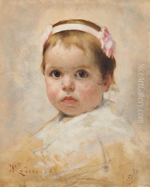 Ritratto Di Bimba Oil Painting by Giacomo Grosso