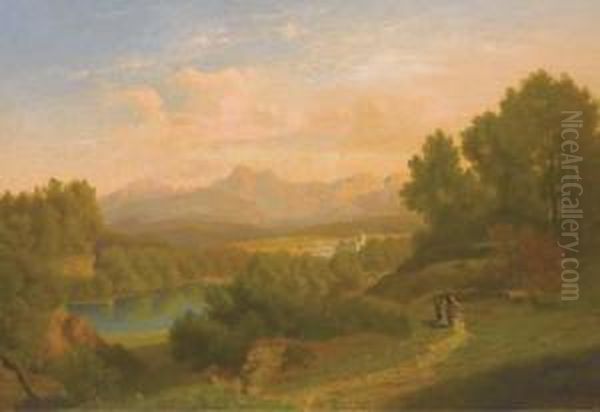 Paysage De Montagne Oil Painting by August Ignatz Grosz