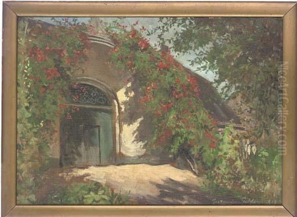 A Shady Enterence To A House In Geldern, Germany Oil Painting by Fritz Grotemeyer