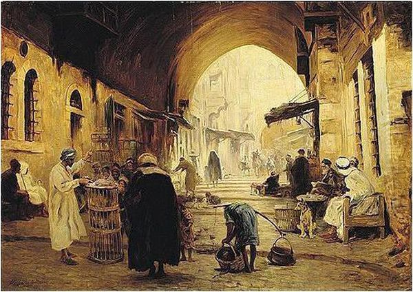 Street In Jerusalem Oil Painting by Fritz Grotemeyer