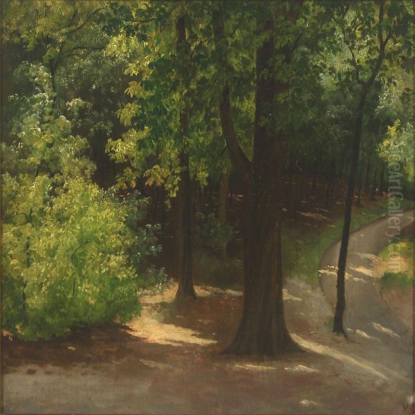 Forest Scenery Oil Painting by Vilhelm Georg Groth