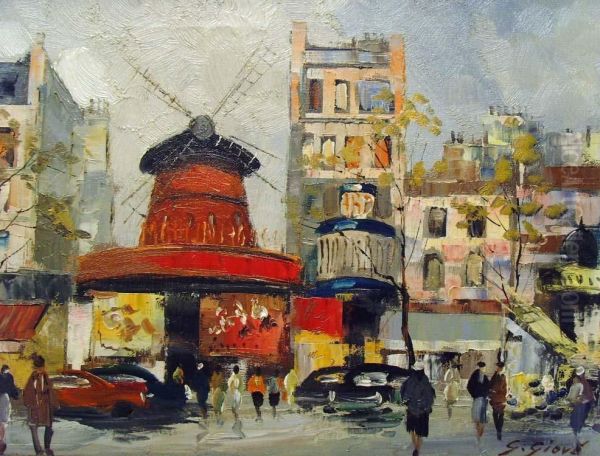 Herbsttag Am Moulin Rouge Oil Painting by Gudrun Grove