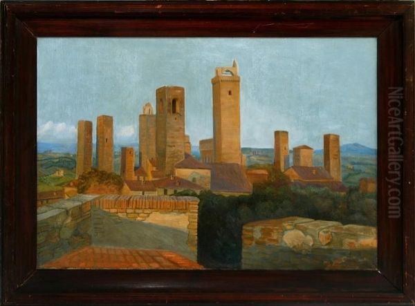 Evening Atmosphere In San Gimignano, Italy Oil Painting by Gudrun Grove