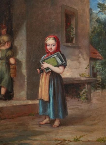 Young Girl With School Work Oil Painting by Margaret Grove