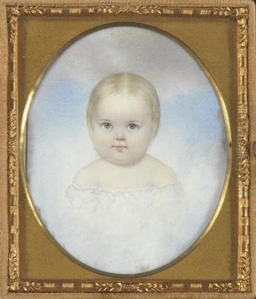 A Miniature Portrait Of A Baby Oil Painting by Grozelier Sarah Peters