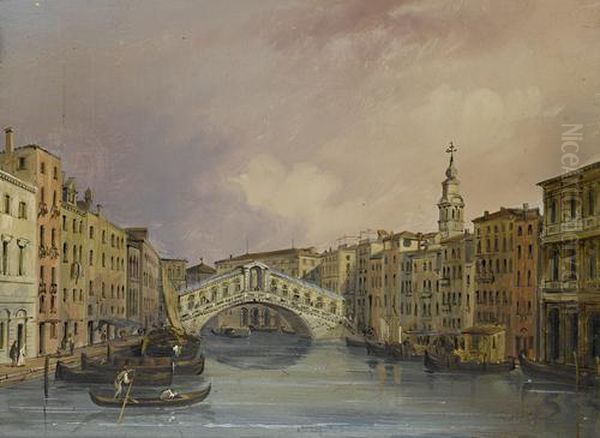 The Rialto Bridge Oil Painting by Carlo Grubacs