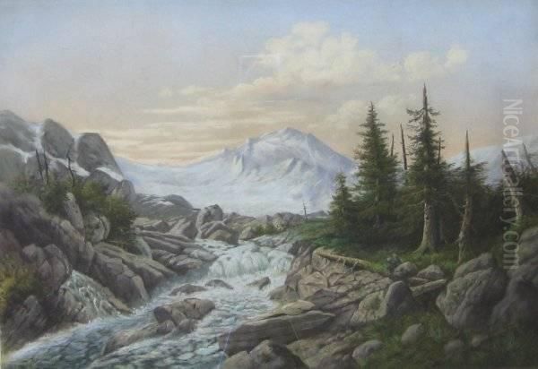 Rushing River Oil Painting by Louis Grube