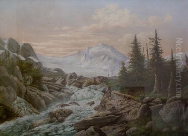 Rushing River Oil Painting by Louis Grube