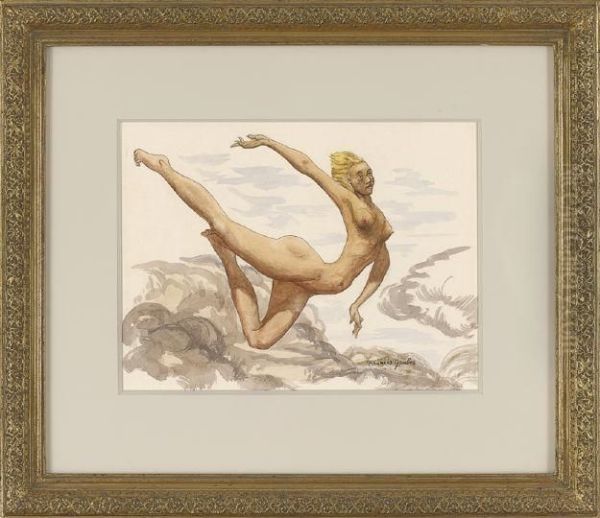 Leaping Nude Oil Painting by Francis Gruber