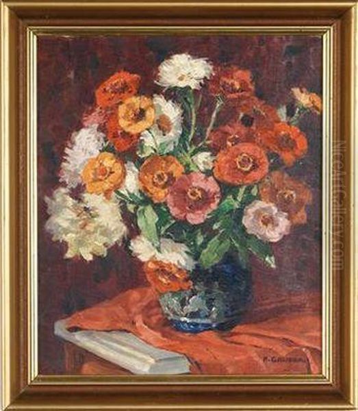 Blumenstrausin Vase Oil Painting by Franz Gruber-Gleichenberg