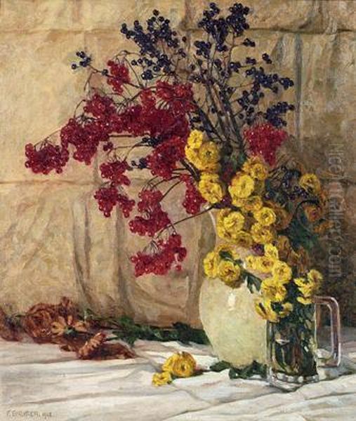 Blumen-stilleben Oil Painting by Franz Gruber-Gleichenberg