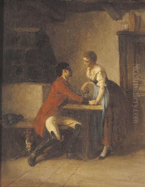 The Proposal Oil Painting by Albrecht Grueber