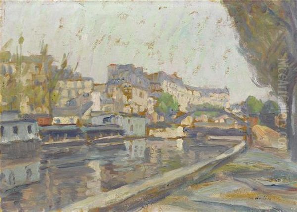 Saint Martin Canal. Oil Painting by Maurice Grun