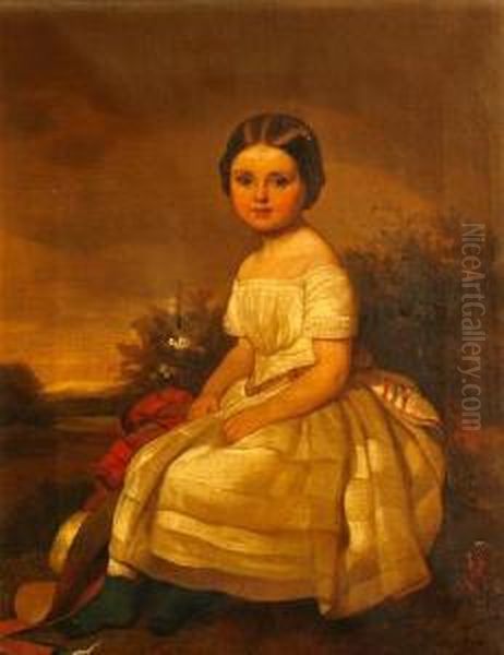 A Portrait Of A Young Girl Oil Painting by Johann Grund