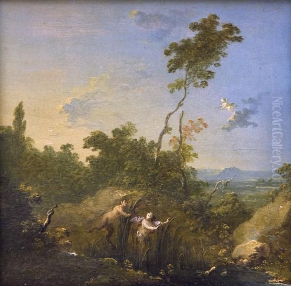 Satyr A Nymfa Oil Painting by Johann Jacob Norbert Grund