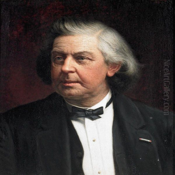 Portrait Of Thecomposer Niels W Oil Painting by Ludvig Grundtvig