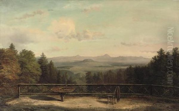 An Extensive Summer Landscape Near Teplitz Oil Painting by Julius Theodeor Gruss