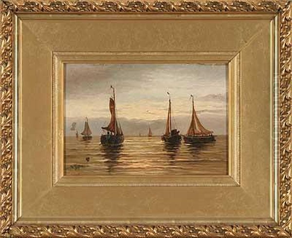 Auslaufende Fischerboote Im Morgengrauen Oil Painting by Willem Jun Gruyter