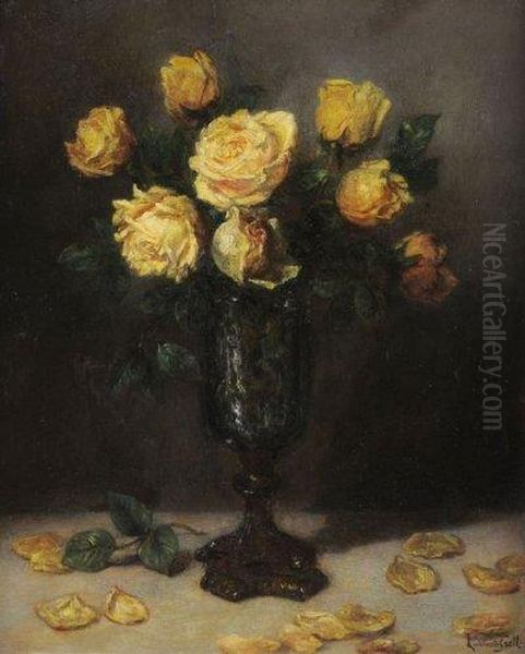 Roses Dans Un Vase Oil Painting by Laurent Gsell