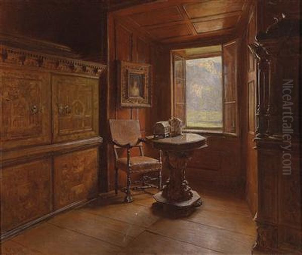 View Out Of A Window Oil Painting by Karl Friedrich Gsur