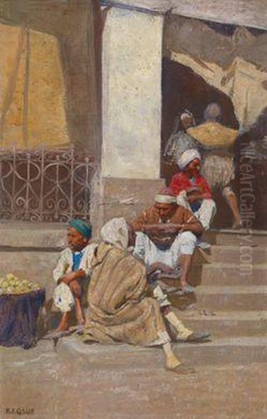 Orientalische Strasenszene Oil Painting by Karl Friedrich Gsur