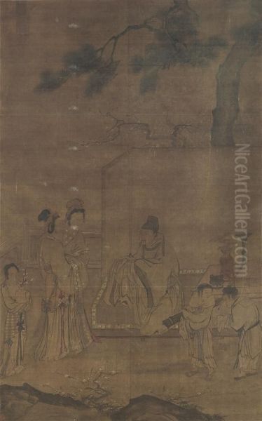 Meeting In The Plum Garden Oil Painting by Zhang Guan