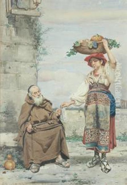 L'elemosina Oil Painting by Guerrino Guardabassi