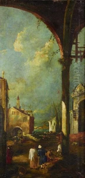 Venetian Capriccios, A Pair Oil Painting by Francesco Guardi