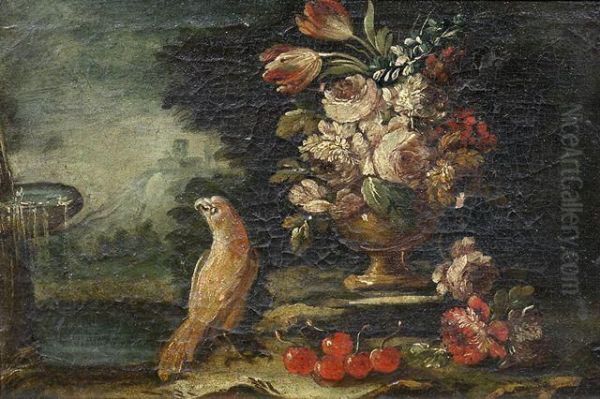 Stillleben Mit Einem Sittich Und Blumen Oil Painting by Francesco Guardi