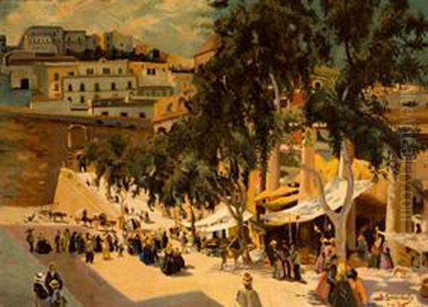 Mercado De Ibiza Oil Painting by Josep Jordi Guardiola Bonet