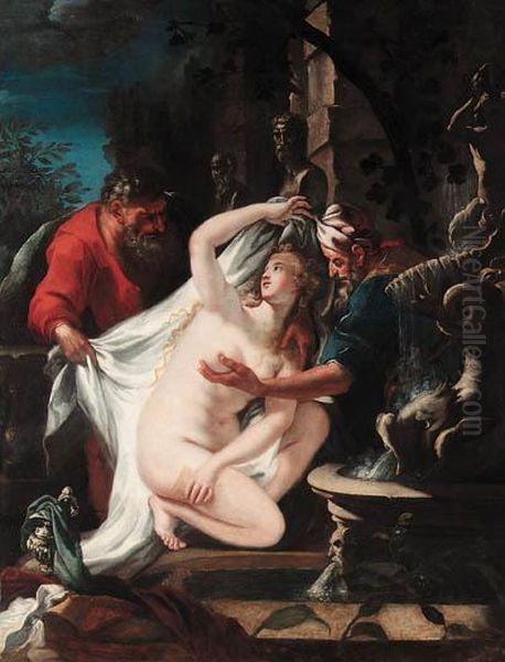 Susannah And The Elders Oil Painting by Domenico Guarino