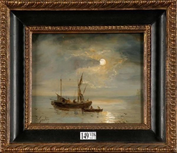 Marine Au Clair De Lune Oil Painting by Herminie Gudin