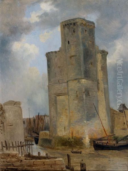 La Tour Saint-nicolas A La Rochelle Oil Painting by Theodore Gudin