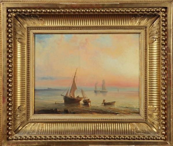 Marine Au Soleil Couchant Oil Painting by Theodore Gudin