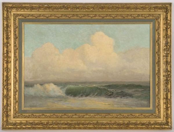 Depicting A Seascape With Breaking Waves Oil Painting by David John Gue